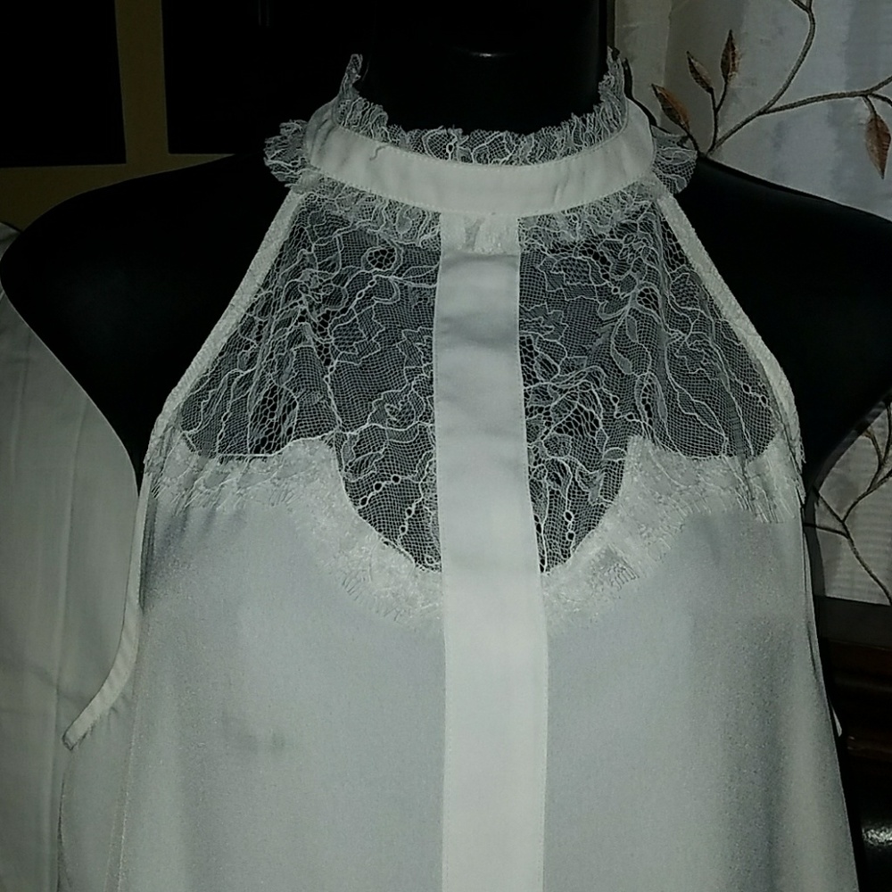 Guess cream blouse with lace details.